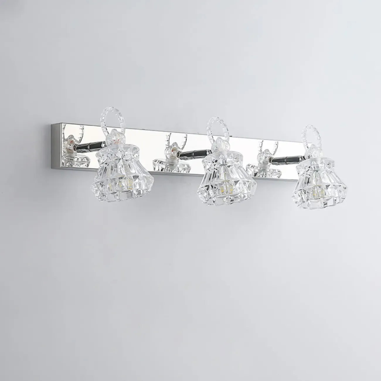 Luxury 3 Heads Silver Vanity Light with Clear Glass for Bathroom