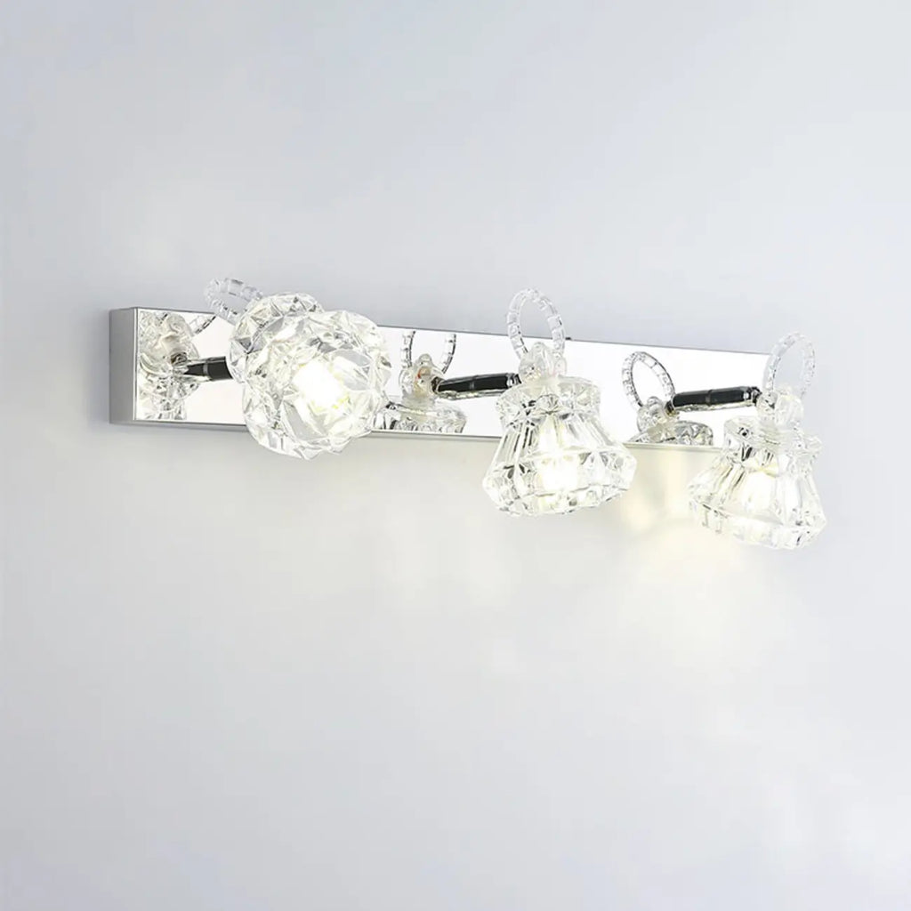 Luxury 3 Heads Silver Vanity Light with Clear Glass for Bathroom