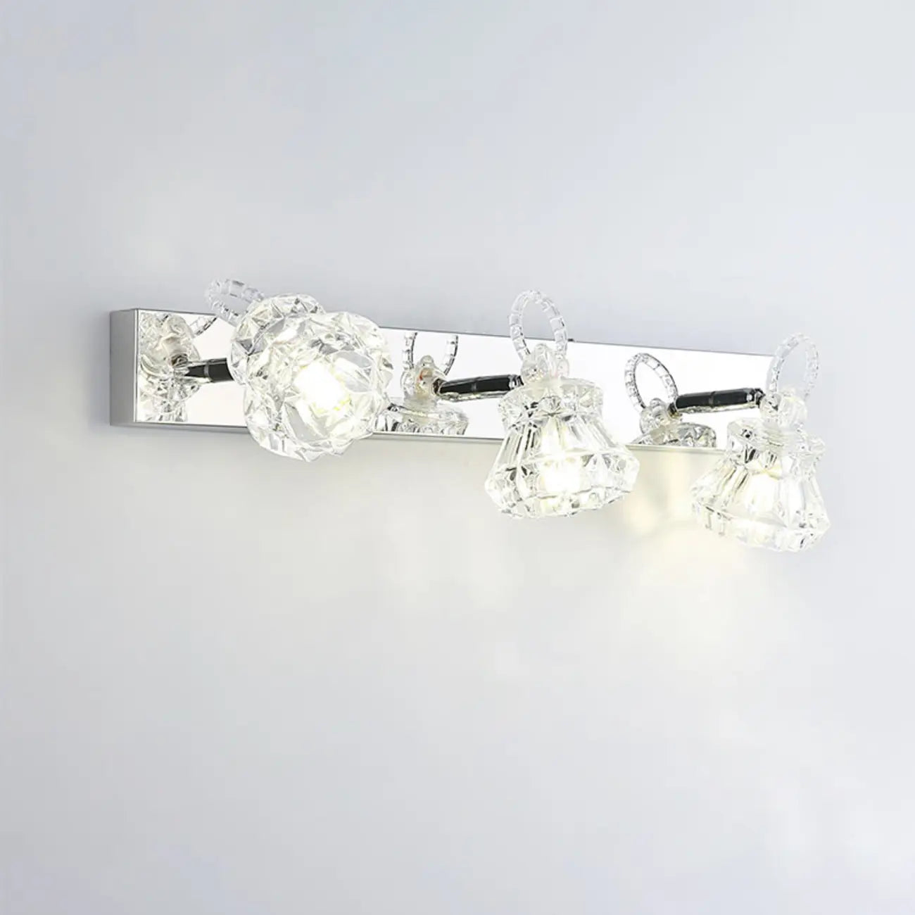 Luxury 3 Heads Silver Vanity Light with Clear Glass for Bathroom