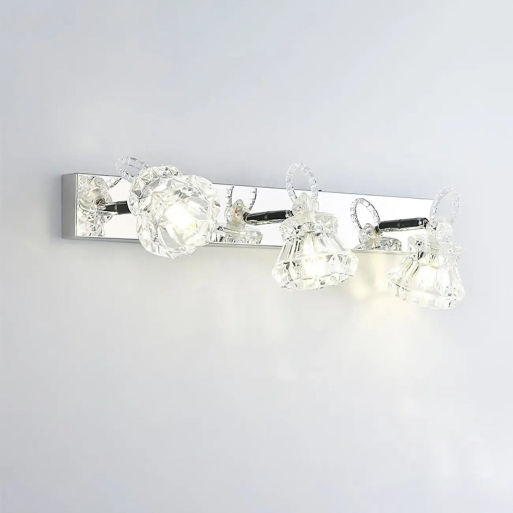 Luxury 3 Heads Silver Vanity Light with Clear Glass for Bathroom