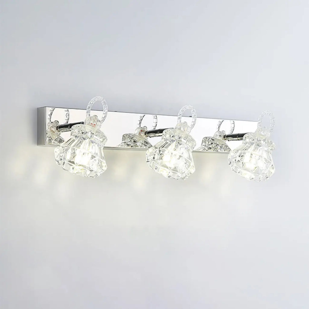 Luxury 3 Heads Silver Vanity Light with Clear Glass for Bathroom