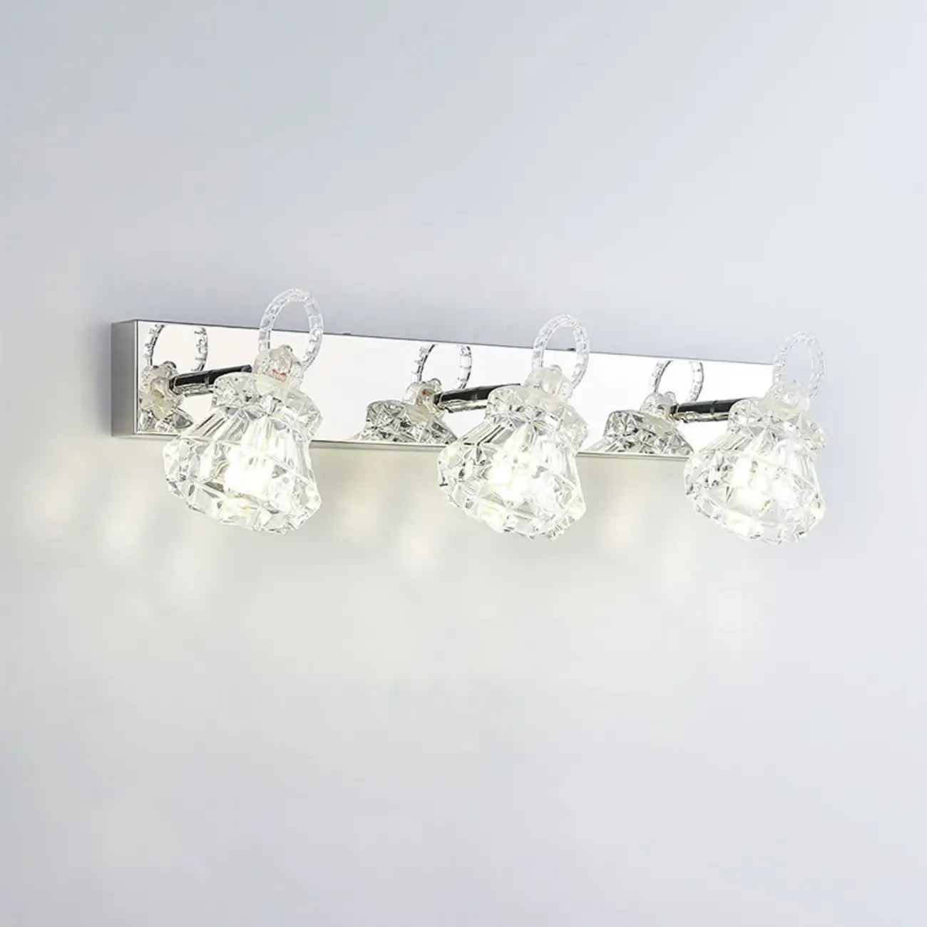 Luxury 3 Heads Silver Vanity Light with Clear Glass for Bathroom