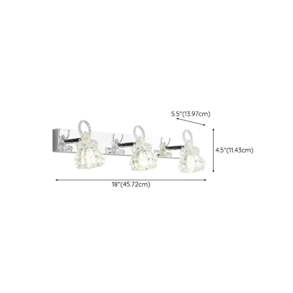 Luxury 3 Heads Silver Vanity Light with Clear Glass for Bathroom