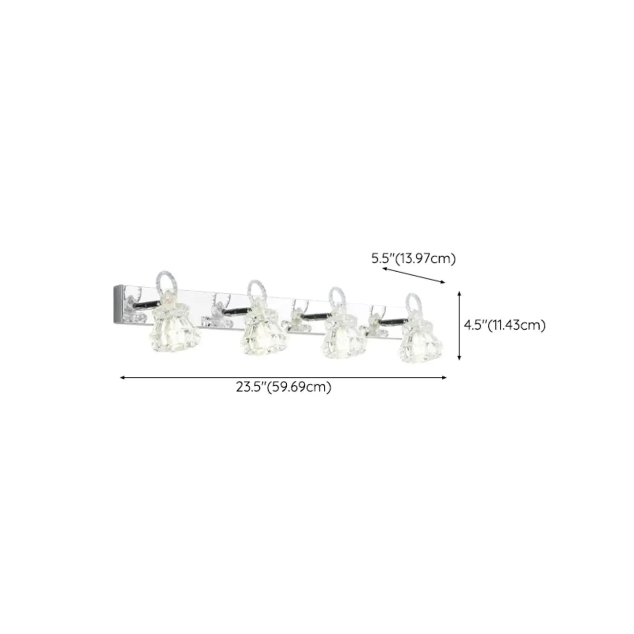 Luxury 3 Heads Silver Vanity Light with Clear Glass for Bathroom