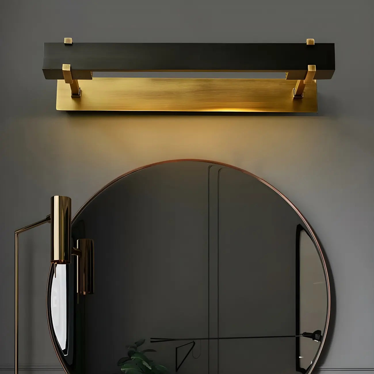 Black Metal Square Vanity Light  with Gold Bracket for Home Decor