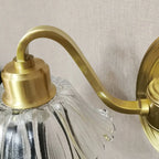 Clear Glass Floral Vanity Light with Gold Arc Arm for Bathroom