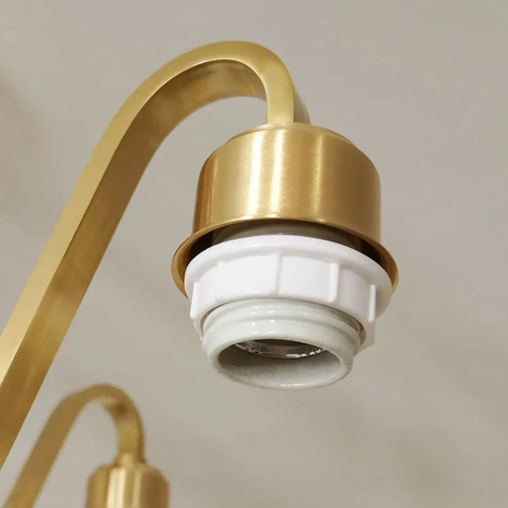 Clear Glass Floral Vanity Light with Gold Arc Arm for Bathroom