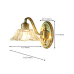 Clear Glass Floral Vanity Light with Gold Arc Arm for Bathroom