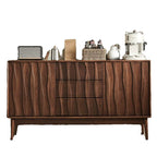 Scandinavian Brown Solid Wood Buffet Table with Drawers