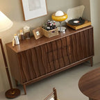 Scandinavian Brown Solid Wood Buffet Table with Drawers