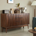 Scandinavian Brown Solid Wood Buffet Table with Drawers