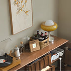 Scandinavian Brown Solid Wood Buffet Table with Drawers