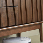 Scandinavian Brown Solid Wood Buffet Table with Drawers