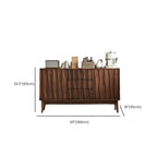 Scandinavian Brown Solid Wood Buffet Table with Drawers