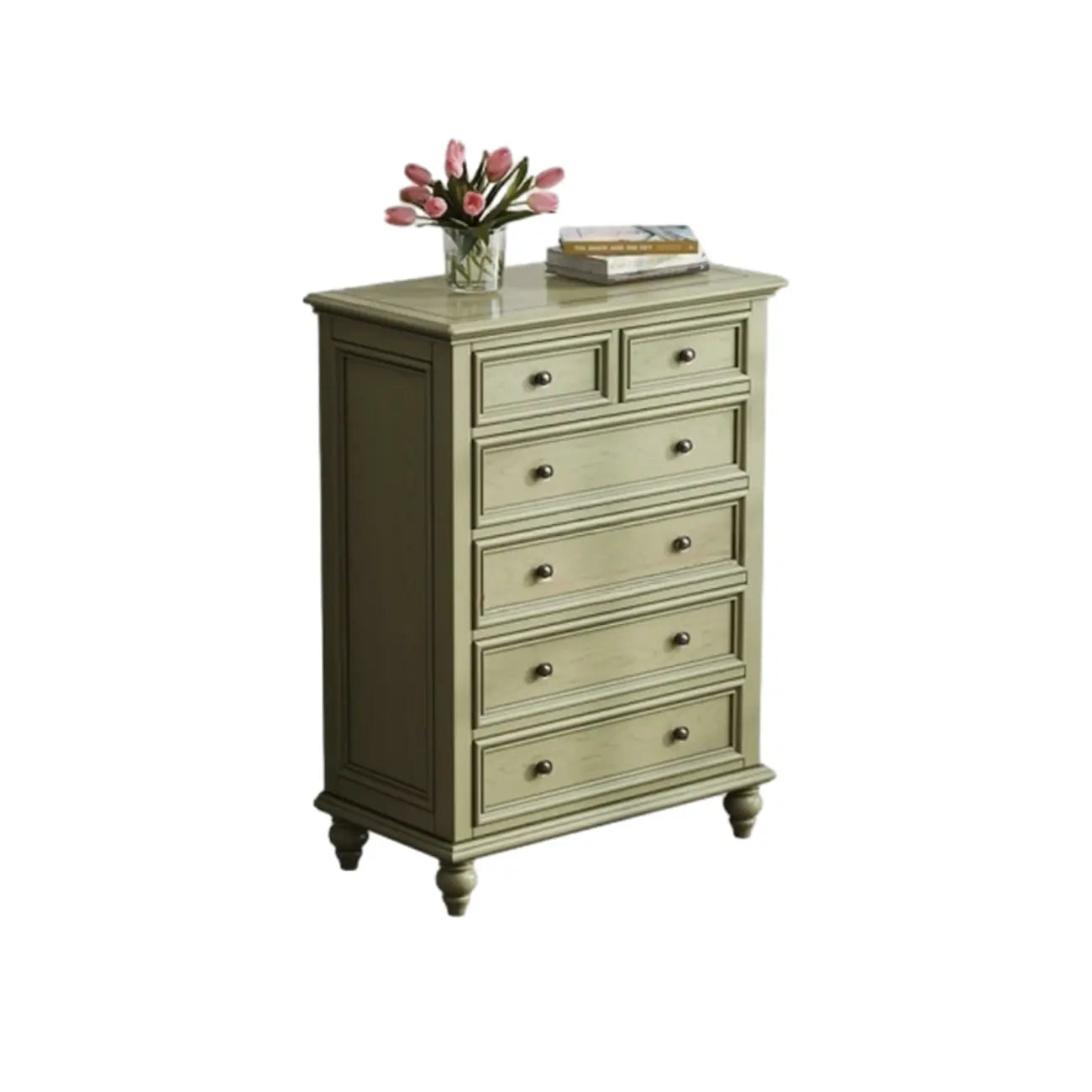 French Country Green Wooden Sideboard with Drawers