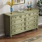 French Country Green Wooden Sideboard with Drawers