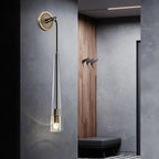 Minimalist Drop Brass Crystal Wall Light in Glass Shade