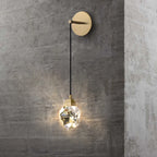 Minimalist Drop Brass Crystal Wall Light in Glass Shade
