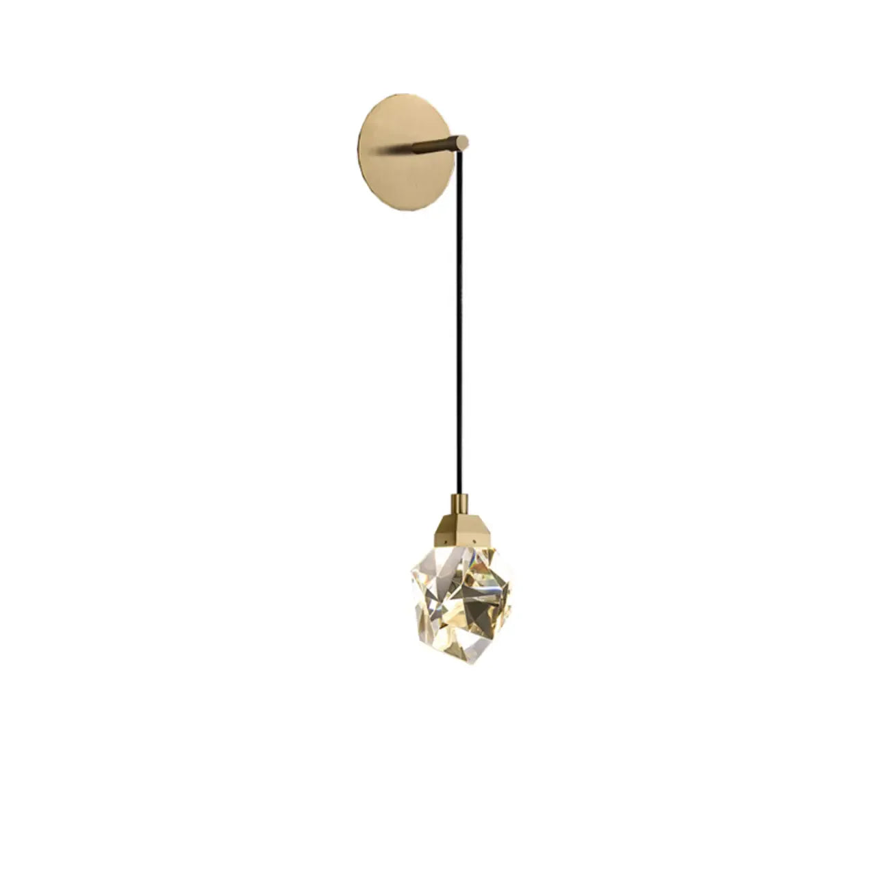 Minimalist Drop Brass Crystal Wall Light in Glass Shade