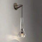 Minimalist Drop Brass Crystal Wall Light in Glass Shade