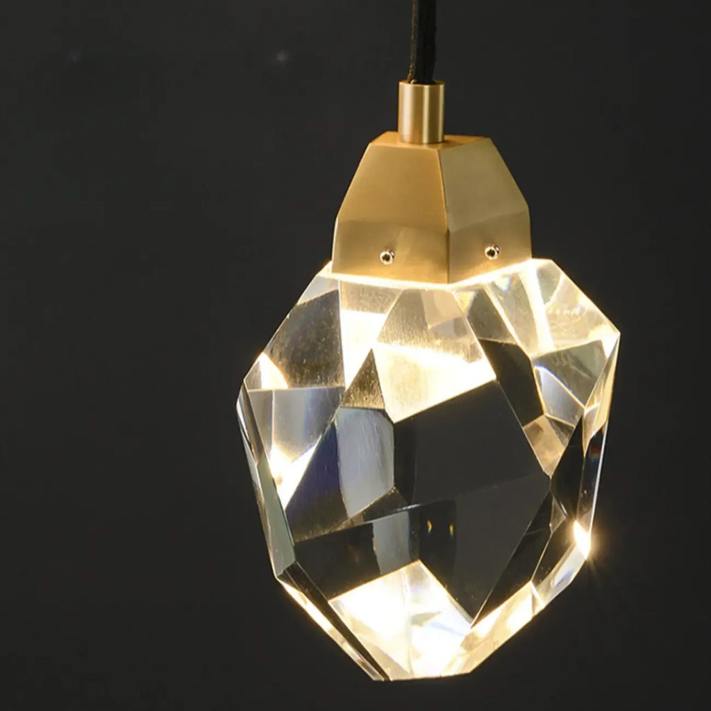 Minimalist Drop Brass Crystal Wall Light in Glass Shade