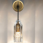 Minimalist Drop Brass Crystal Wall Light in Glass Shade