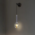 Minimalist Drop Brass Crystal Wall Light in Glass Shade