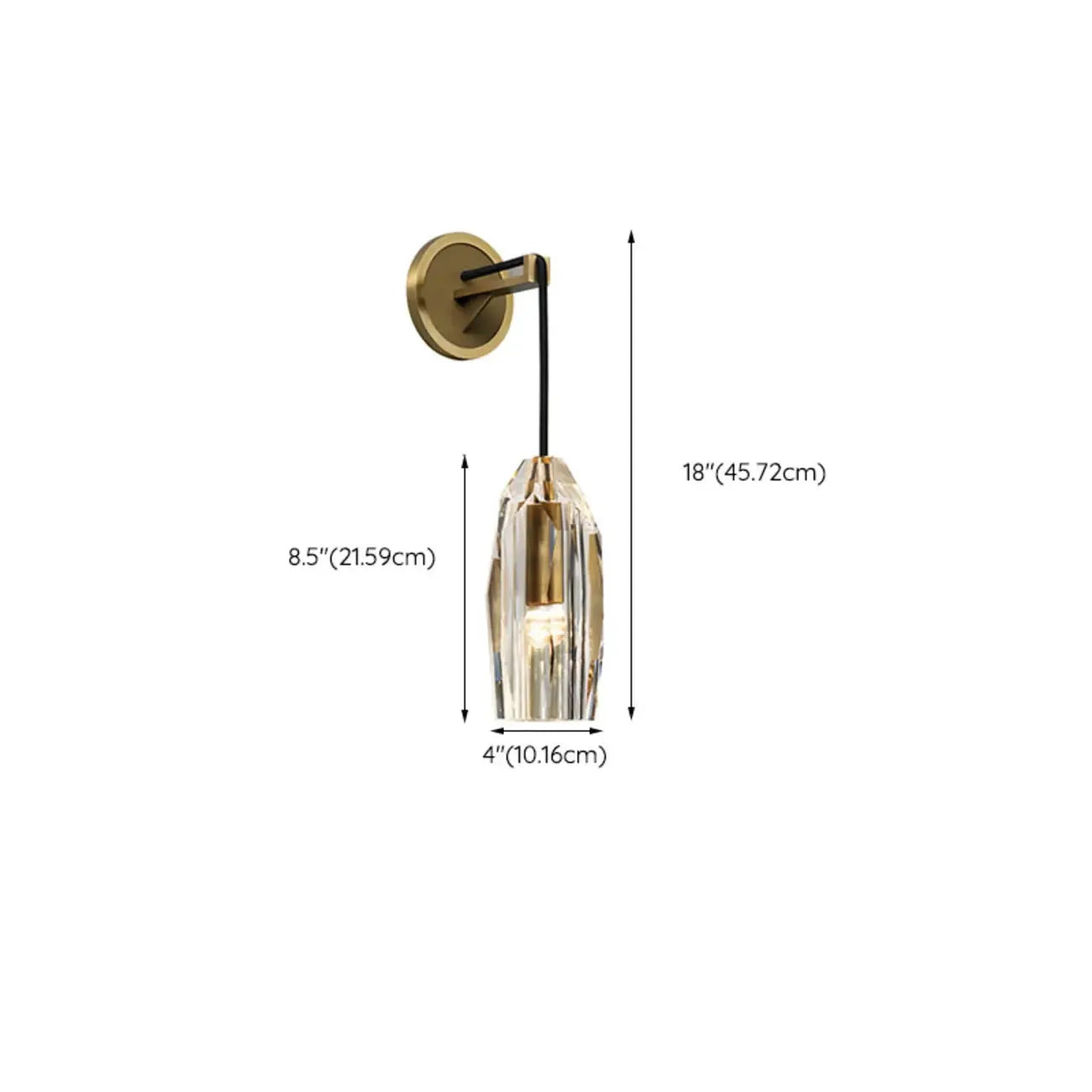 Minimalist Drop Brass Crystal Wall Light in Glass Shade