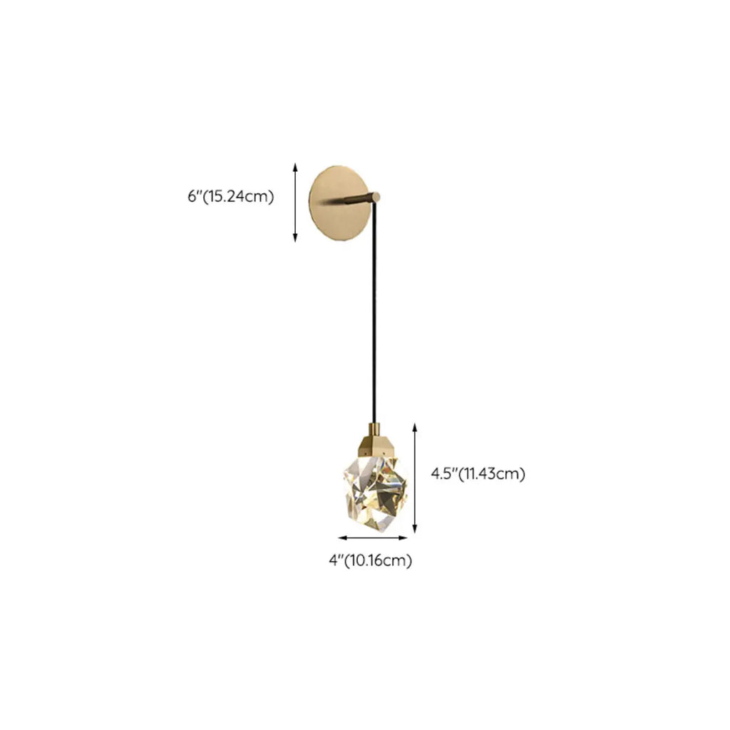 Minimalist Drop Brass Crystal Wall Light in Glass Shade