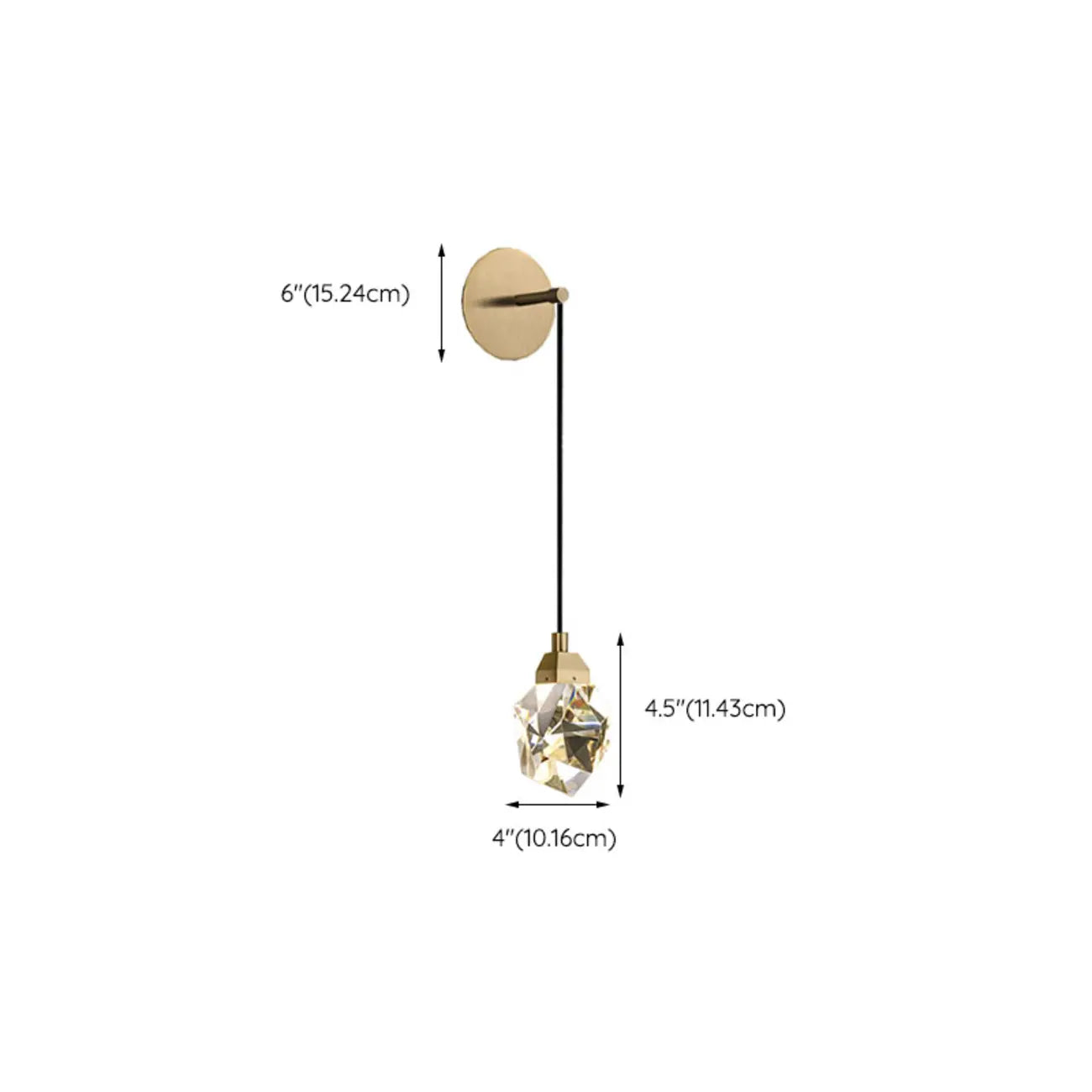 Minimalist Drop Brass Crystal Wall Light in Glass Shade