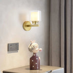 Modern Cylinder Brass Glass Shade Wall Sconce Light Fixture