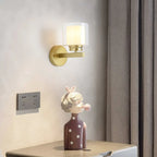Modern Cylinder Brass Glass Shade Wall Sconce Light Fixture