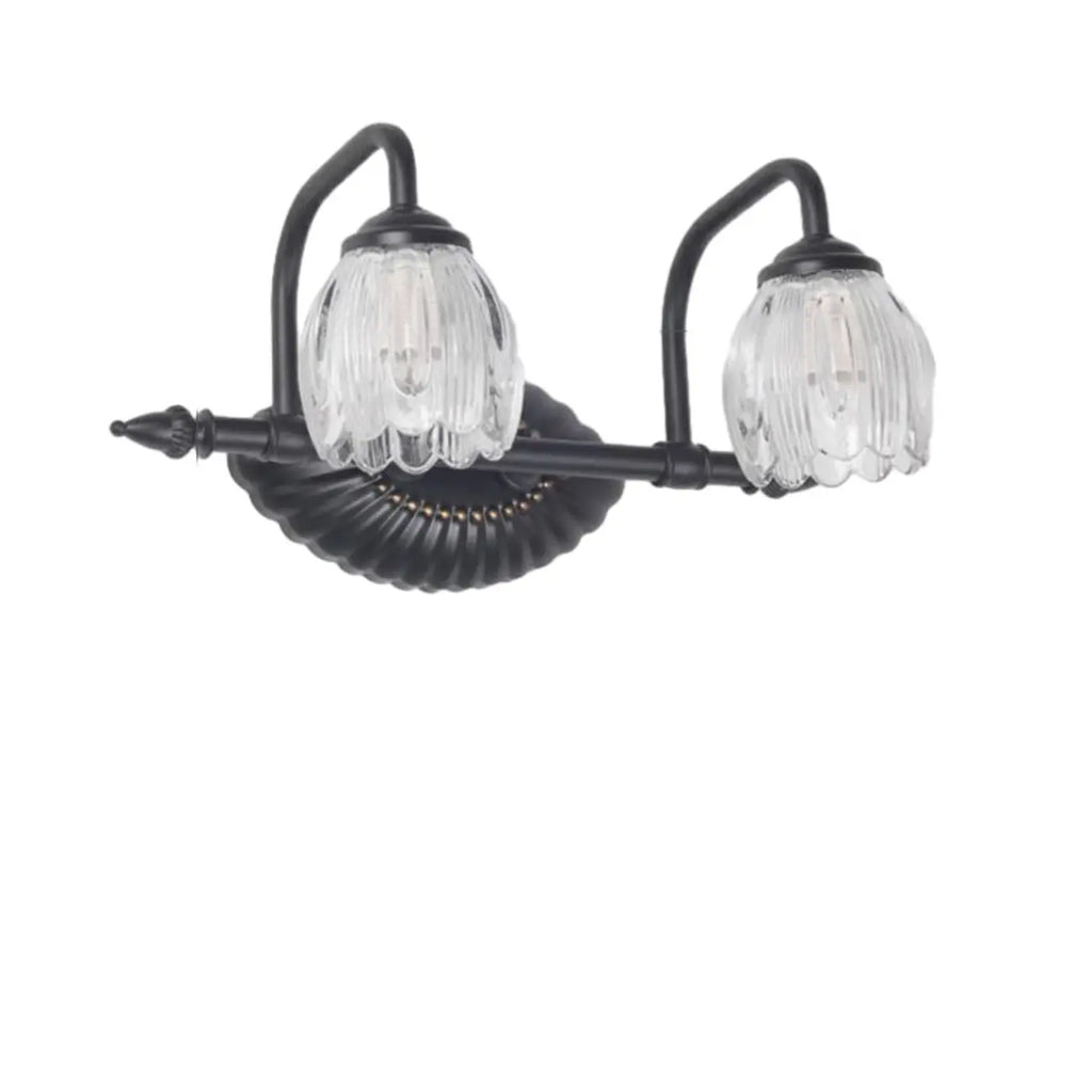 3-Light Vintage Bathroom Vanity Light with Glass Arc Shade