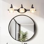 3-Light Vintage Bathroom Vanity Light with Glass Arc Shade
