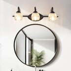 3-Light Vintage Bathroom Vanity Light with Glass Arc Shade