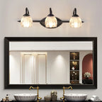 3-Light Vintage Bathroom Vanity Light with Glass Arc Shade