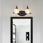 3-Light Vintage Bathroom Vanity Light with Glass Arc Shade