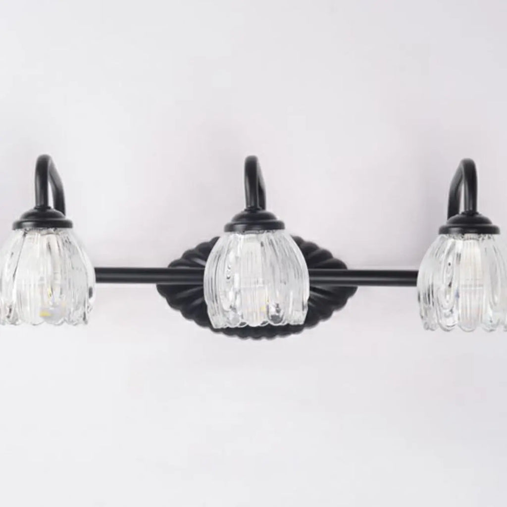 3-Light Vintage Bathroom Vanity Light with Glass Arc Shade