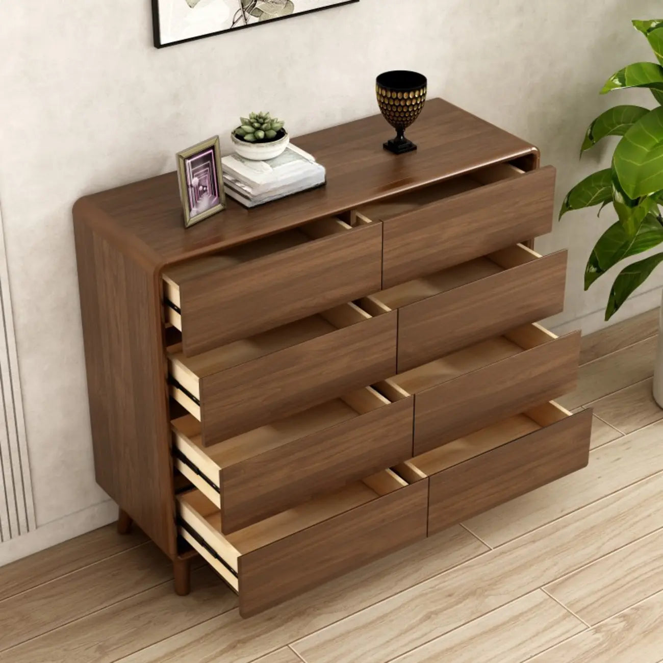 Modish Accent Cabinet for Living Room with Multiple Drawers