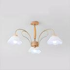 Floral Fabric Ceiling Light for Living Room in Natural Finish