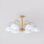 Floral Fabric Ceiling Light for Living Room in Natural Finish