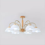 Floral Fabric Ceiling Light for Living Room in Natural Finish