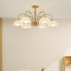 Floral Fabric Ceiling Light for Living Room in Natural Finish