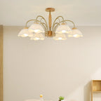 Floral Fabric Ceiling Light for Living Room in Natural Finish