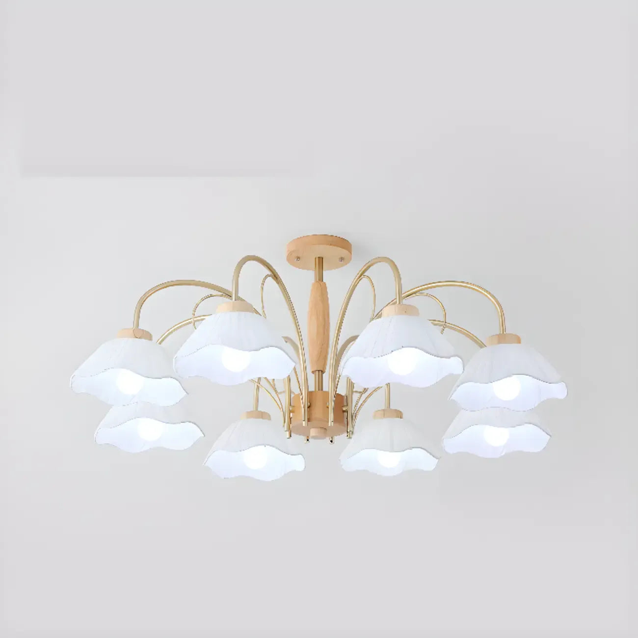 Floral Fabric Ceiling Light for Living Room in Natural Finish