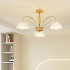 Floral Fabric Ceiling Light for Living Room in Natural Finish
