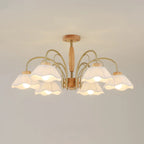 Floral Fabric Ceiling Light for Living Room in Natural Finish