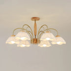 Floral Fabric Ceiling Light for Living Room in Natural Finish