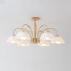 Floral Fabric Ceiling Light for Living Room in Natural Finish