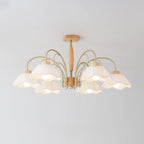 Floral Fabric Ceiling Light for Living Room in Natural Finish